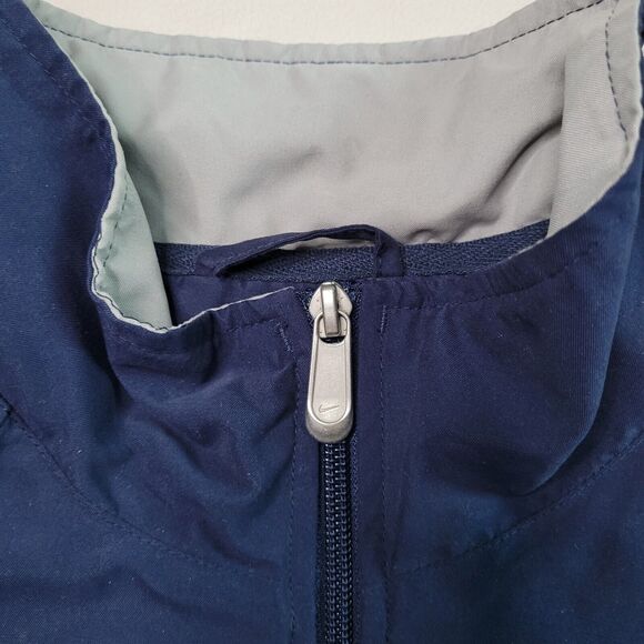 NIKE Classic Men's XXL Windbreaker Navy Gray Jacket Full Zip Lined Comfort - Picture 8 of 11